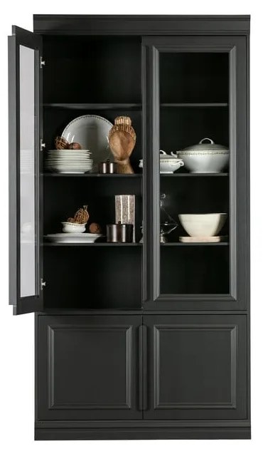 Vitrină neagră din lemn de pin 110x215x44 cm Organize – WOOOD