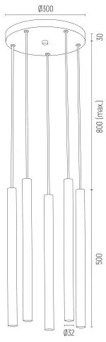 Lustra cu 5 pendule design minimalist Sicilia plus alama