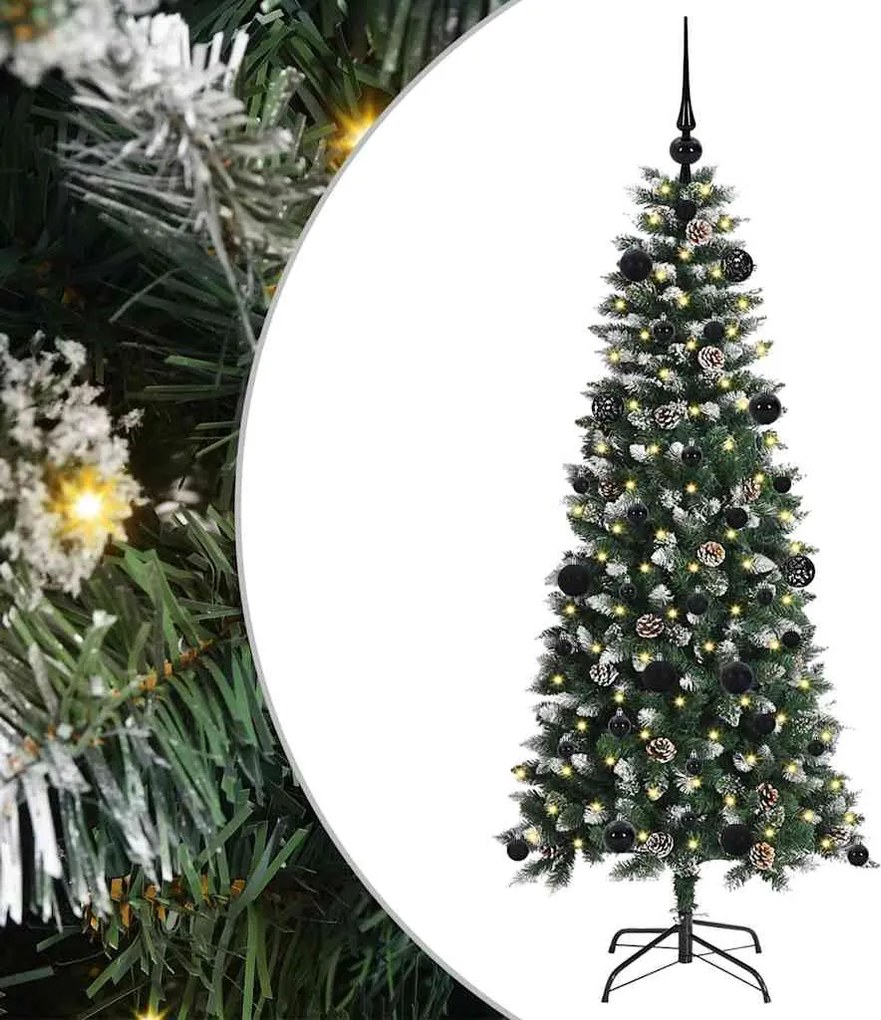 vidaXL Brad de Crăciun artificial Verde 150 cm PVC și Plastic și Oțel