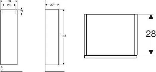 Geberit 500.361.00.1 - Dulap de baie suspendat Smyle Square 118 x 36 cm, alb
