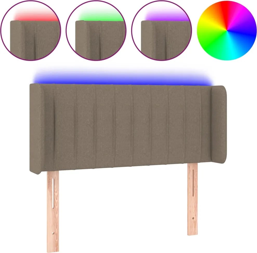 vidaXL Tăblie de pat cu LED, gri taupe, 93x16x78/88 cm, textil