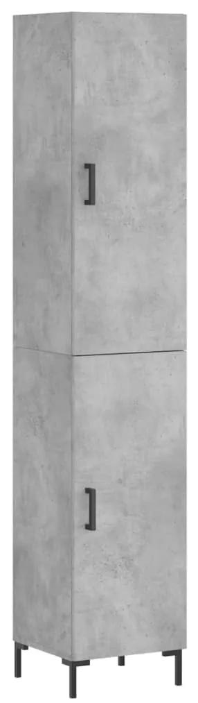 3198789 vidaXL Dulap înalt, gri beton, 34,5x34x180 cm, lemn prelucrat