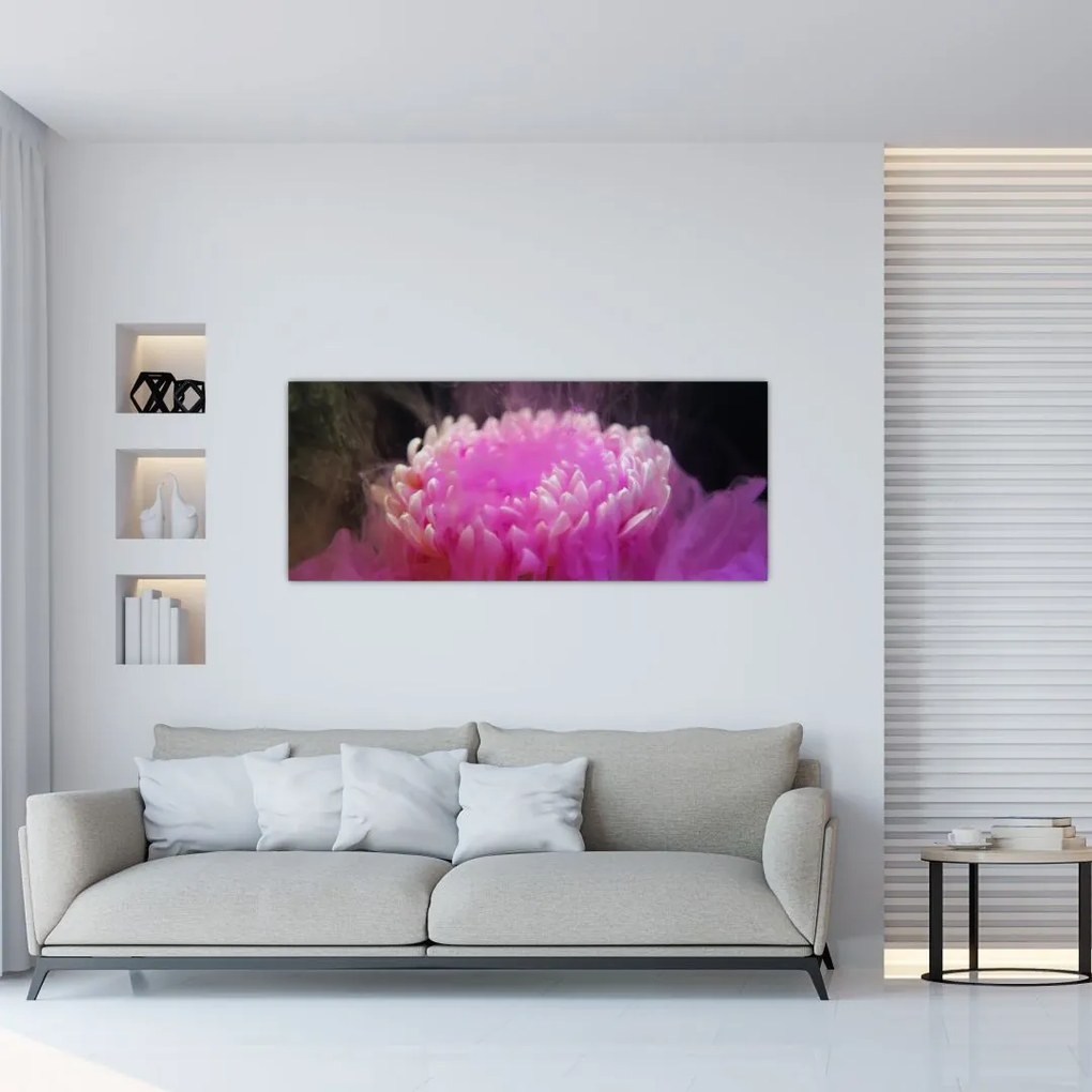 Tablou cu floare în fum roz (120x50 cm)