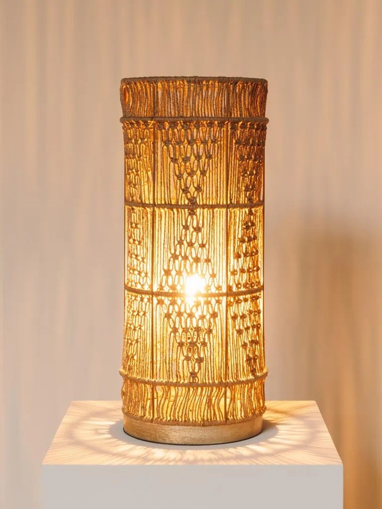 Lampa de masa din iuta naturala si lemn de mango, Persia