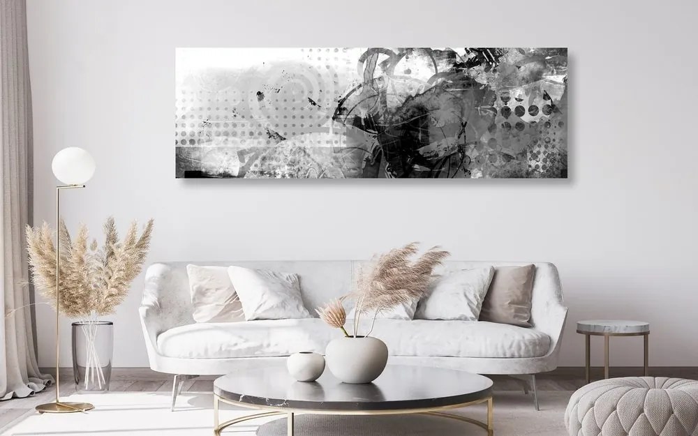 Tablou pictură grafică în design alb-negru