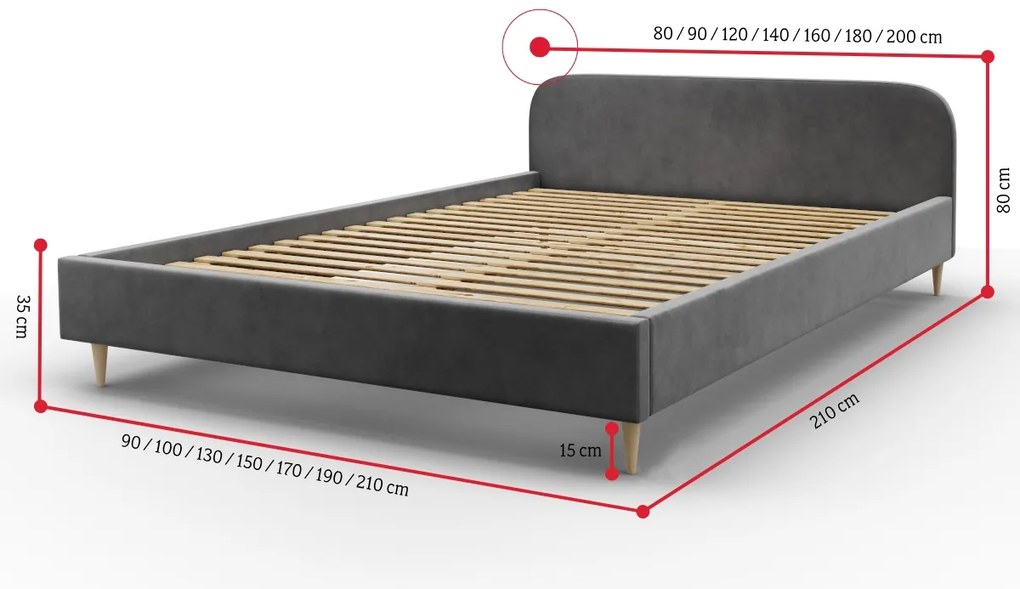 Supermobel Pat tapițat LOFT + somieră, 90x200, itaka 39