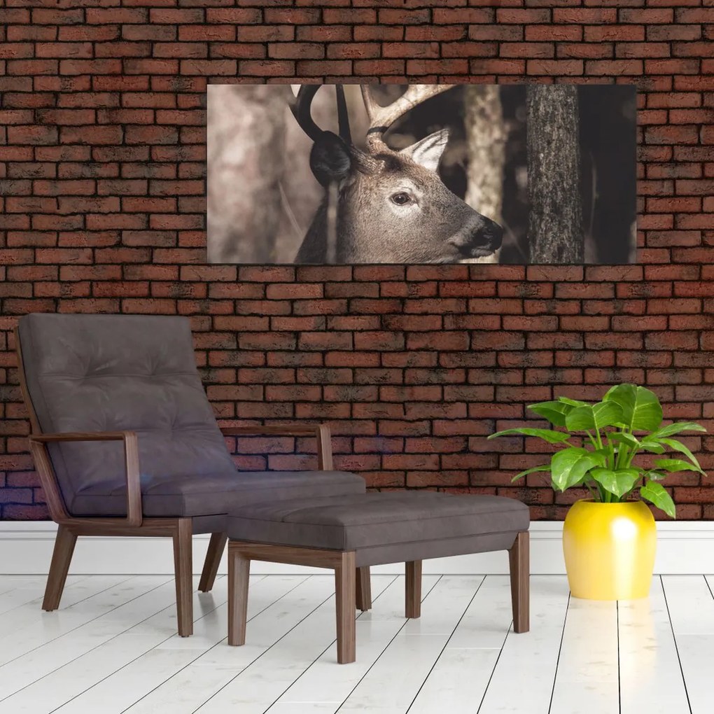 Tablou - Cerb în pădure (120x50 cm)