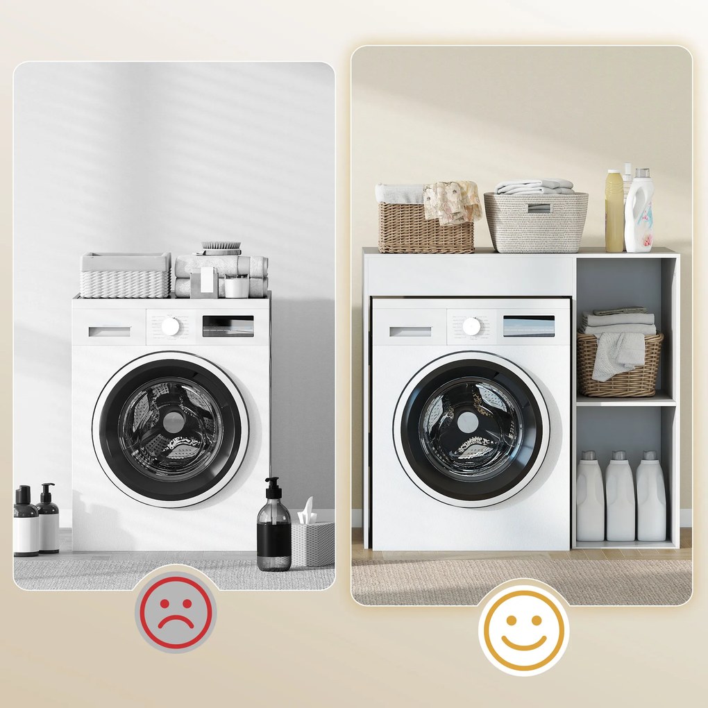 HOMCOM Dulap deasupra Mașinii de Spălat, Mobilier Modern cu Rafturi Deschise, Spațiu Economisit pentru Baie și Rufe, 96x60x95 cm, Alb | Aosom Romania