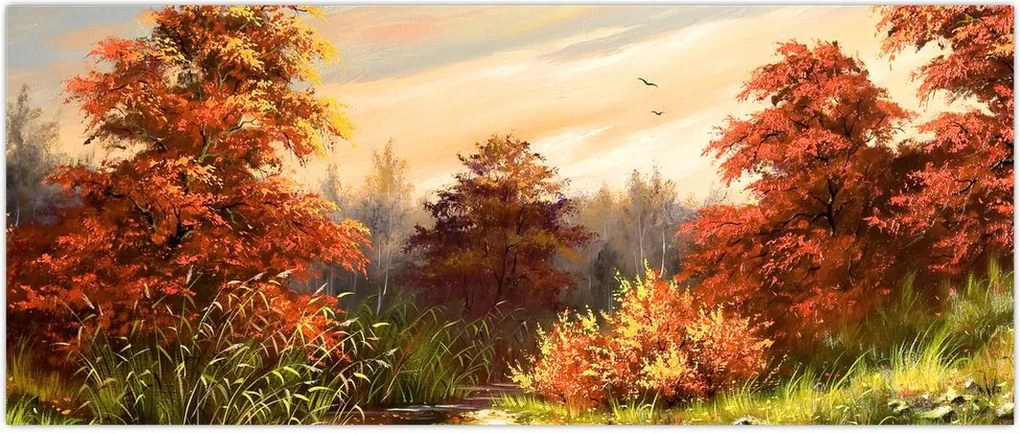 Tablou - Râu în peisaj de toamnă (120x50 cm)