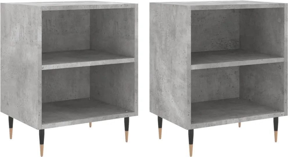 vidaXL Noptiere, 2 buc., gri beton, 40x30x50 cm, lemn compozit