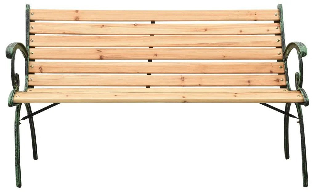 319572 vidaXL Bancă de grădină 116 cm, fontă și lemn masiv de brad