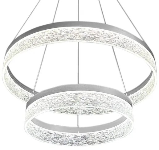 Lustră LED suspendată pe cablu GALA, 54W/230V, Ø 60 cm, argintiu