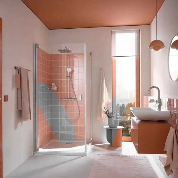 Coloana de dus Grohe Tempesta 250 Cube cu baterie termostatata crom lucios