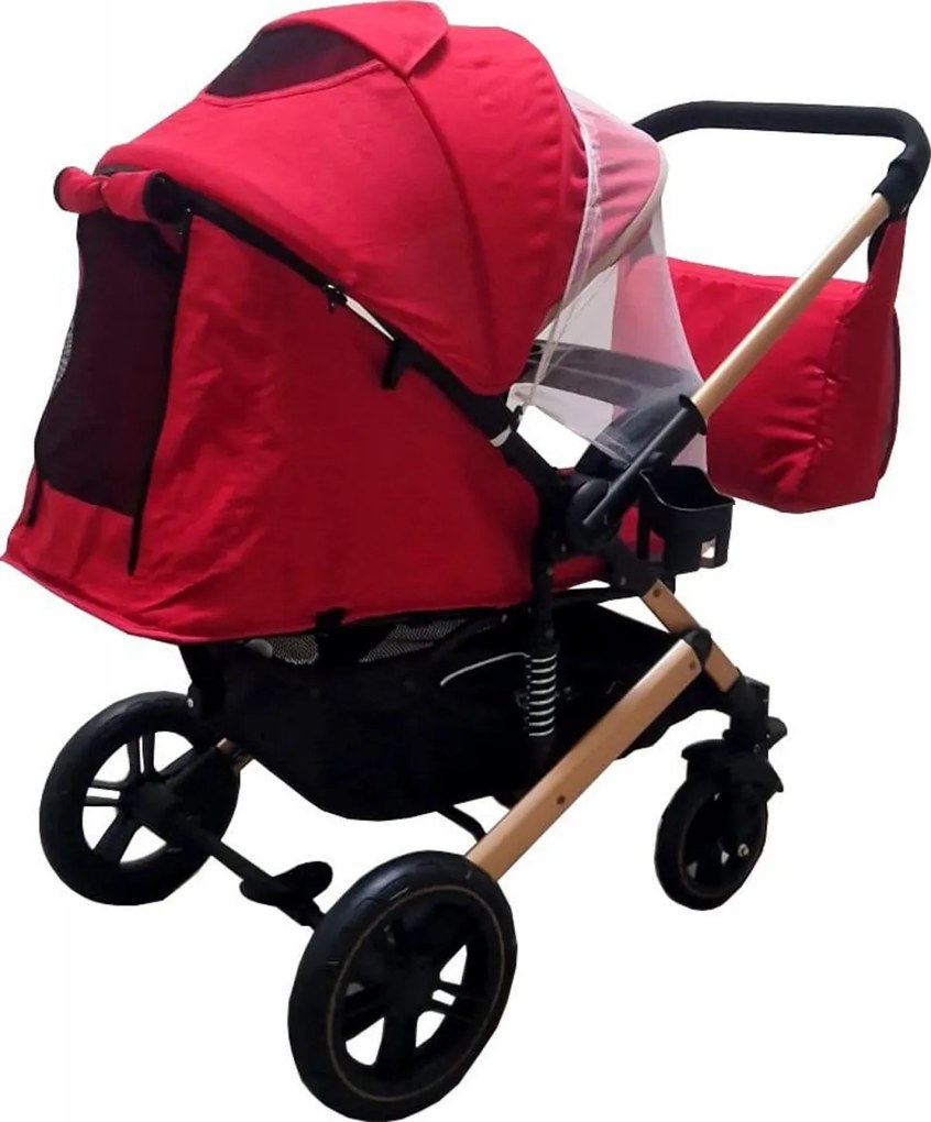 Carucior nou nascuti 2 in 1 BABY CARE™ PRO 512, Cu geanta bebe inclusa, Suspensii, Cadru aluminiu Gold, Maner reversibil, Spatar reglabil in 5