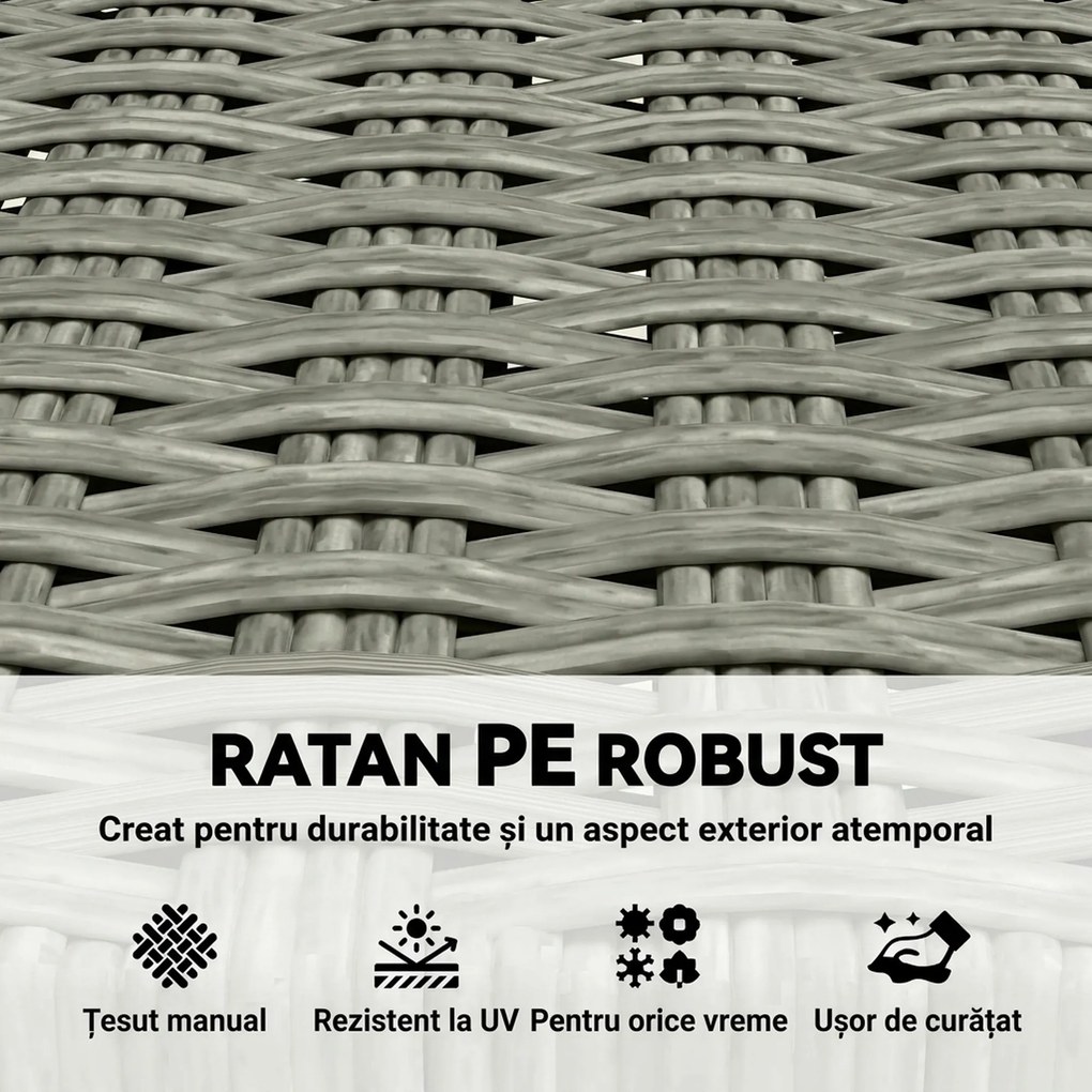 Outsunny Set de 2 Scaune de Grădină din Ratan PE, Scaune Pliabile de Exterior, Structură din Lemn de Salcâm, pentru Balcon, Terasă, Suport până la 160 kg, Gri | Aosom Romania