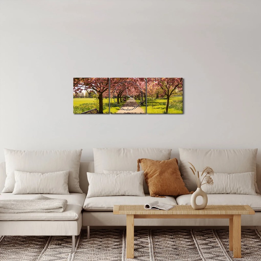 Tablou - livada cu cireși (cu ceas) (90x30 cm)