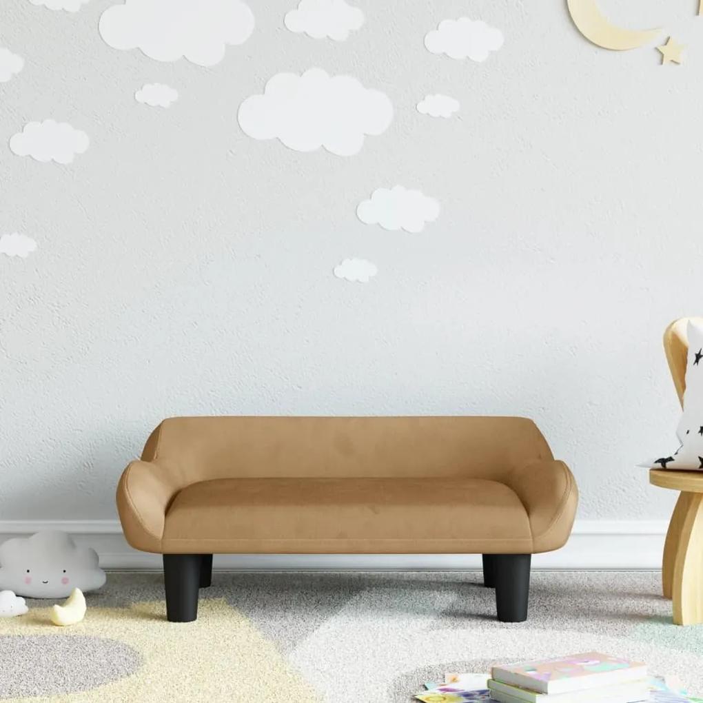 Canapea pentru copii, maro, 70x40x24 cm, catifea