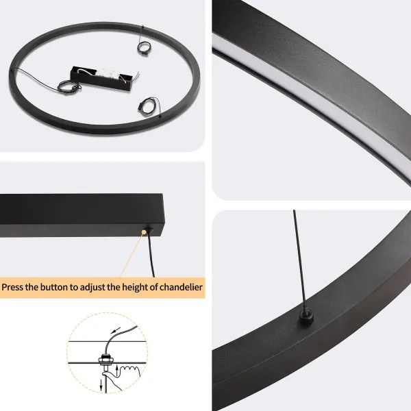 Brilagi - Lustră LED reglabilă PORTOFINO, suspendată pe cablu, LED/60W/230V, Ø 80 cm, negru + telecomandă