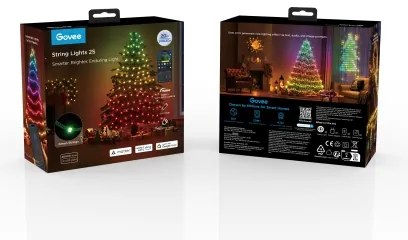 Instalație LED RGBICW de Crăciun de exterior Govee 2700-6500K 20m Wi-Fi Matter IP66