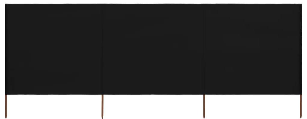 Paravan anti-vant cu 3 panouri, negru, 400x80 cm, textil Negru, 400 x 80 cm