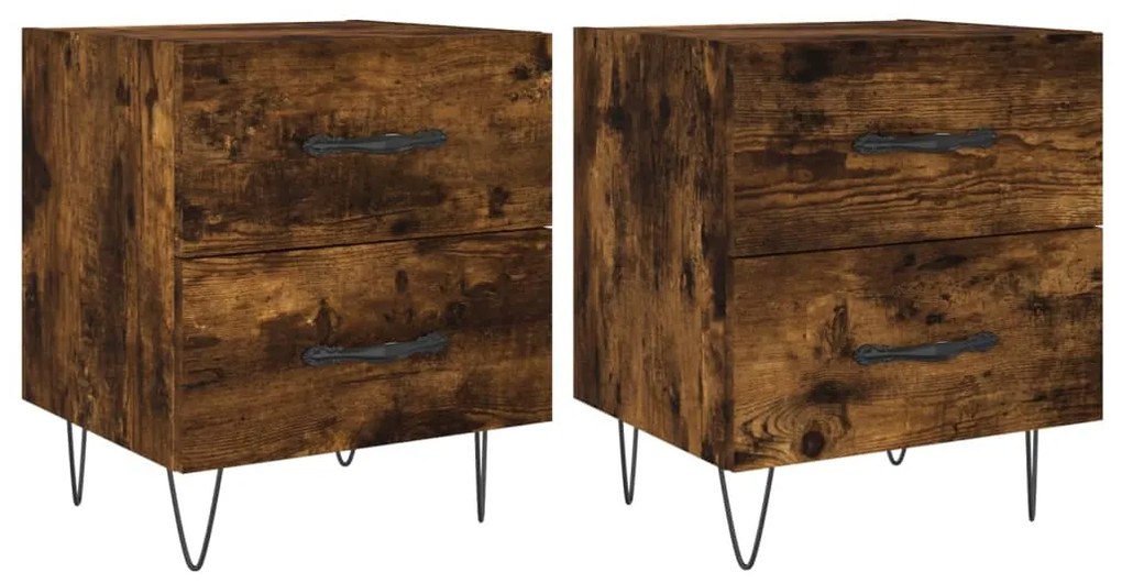vidaXL Noptiere, 2 buc., stejar fumuriu, 40x35x47,5 cm, lemn compozit