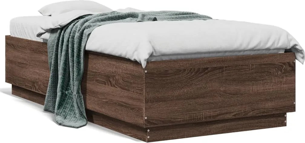 vidaXL Cadru de pat, stejar maro, 75x190 cm, lemn prelucrat