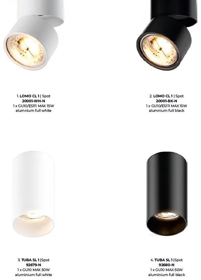 Spot aplicat directionabil design modern LOMO CL 1 neagra