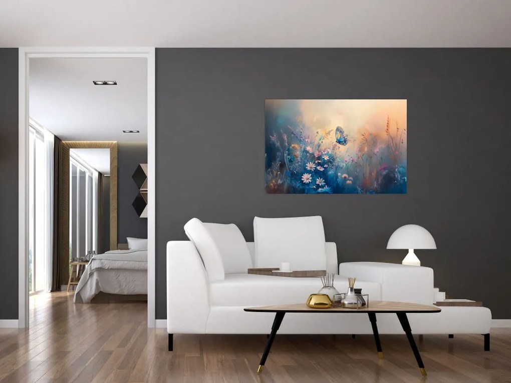 Tablou - Pajiște cu Fluture (90x60 cm)