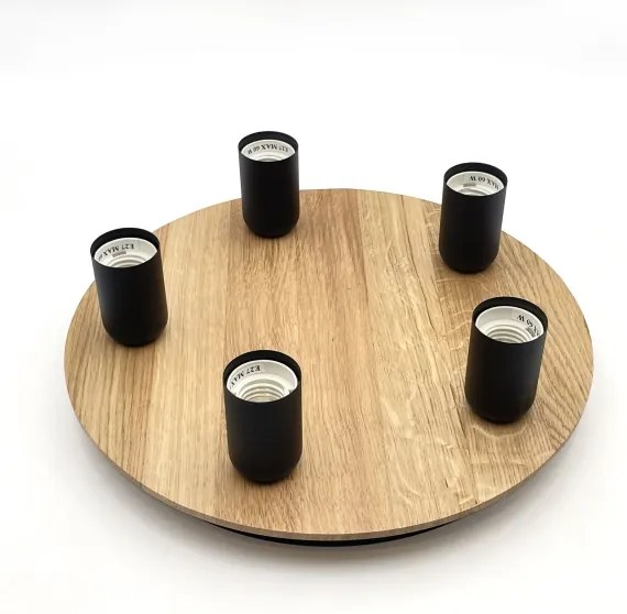 Plafonieră DUSTY 5xE27/15W/230V d. 34 cm stejar/negru