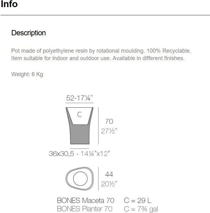 Ghiveci de flori / Jardiniera plante design decorativ modern pentru amenajari interioare si exterioare, BONES PLANTER 57002R Vondom