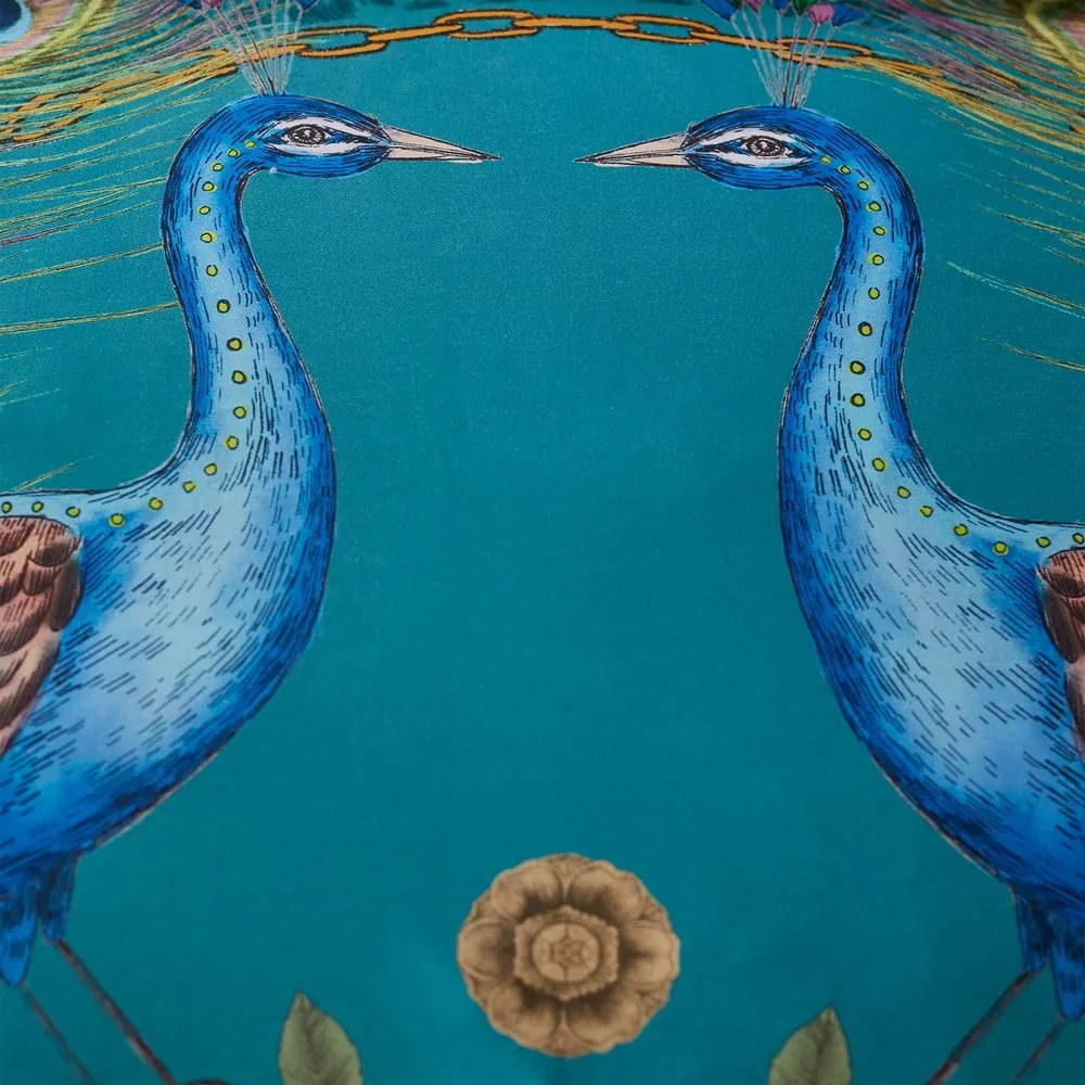 Lenjerie de pat albastru-verde din bumbac satinat pentru pat dublu 200x200 cm Xanadu Peacock – Matthew Williamson