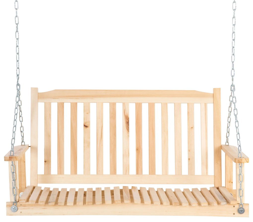 Outsunny Leagăn de Grădină pentru 2 Persoane Cușcă de Leagăn Masiv Patio Terasă Curte Lemn Natural 117 x 69 x 60 cm | Aosom Romania