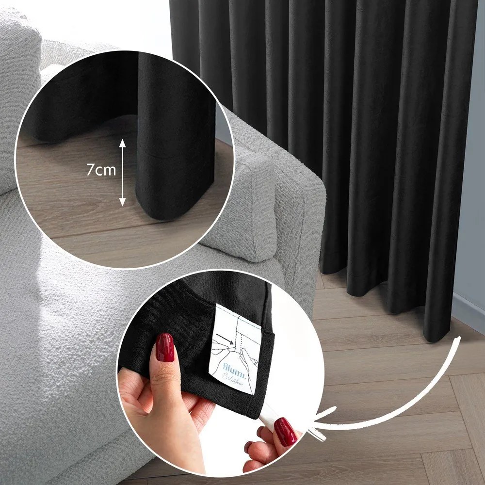 Draperie neagră dimout (semi-opacă) din catifea 265x270 cm Velto – Filumi