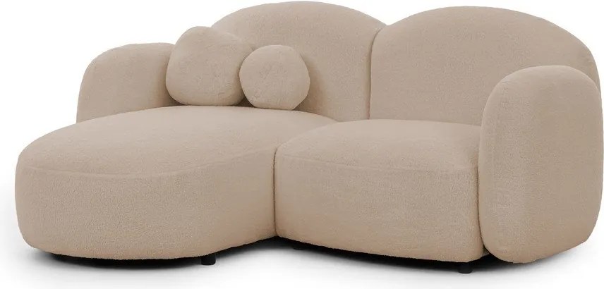 Colțar maro deschis cu tapițerie din țesătură bouclé (cu colț pe partea stângă/cu șezlong) Orbit – Ropez