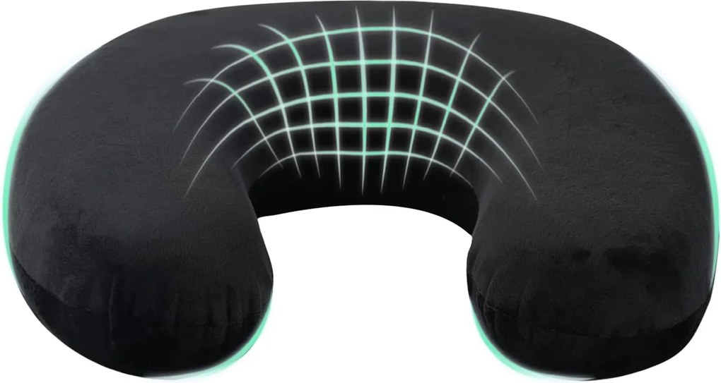 vidaXL Perna de gât pentru călătorie Negru 27 x 27 x 8 cm