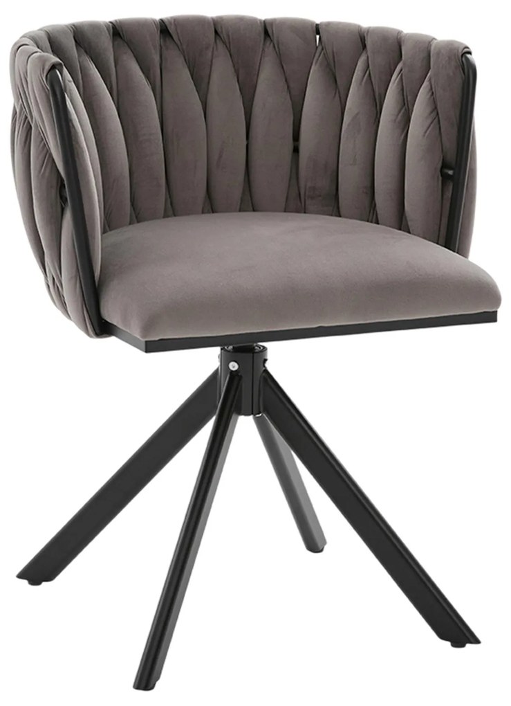 Set de 2 scaune pivotante din catifea, Gri | Aosom Romania