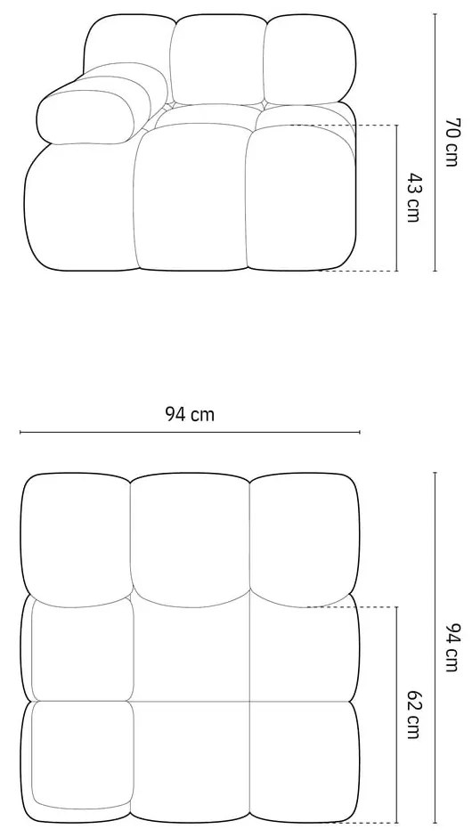 Modul pentru canapea modulară bej cu tapițerie din țesătură bouclé (cu colț pe partea stângă ) Bellis – Micadoni Home