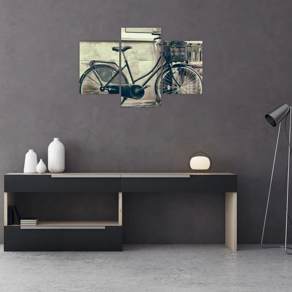 Tablou - Bicicleta de epocă cu flori (90x60 cm)