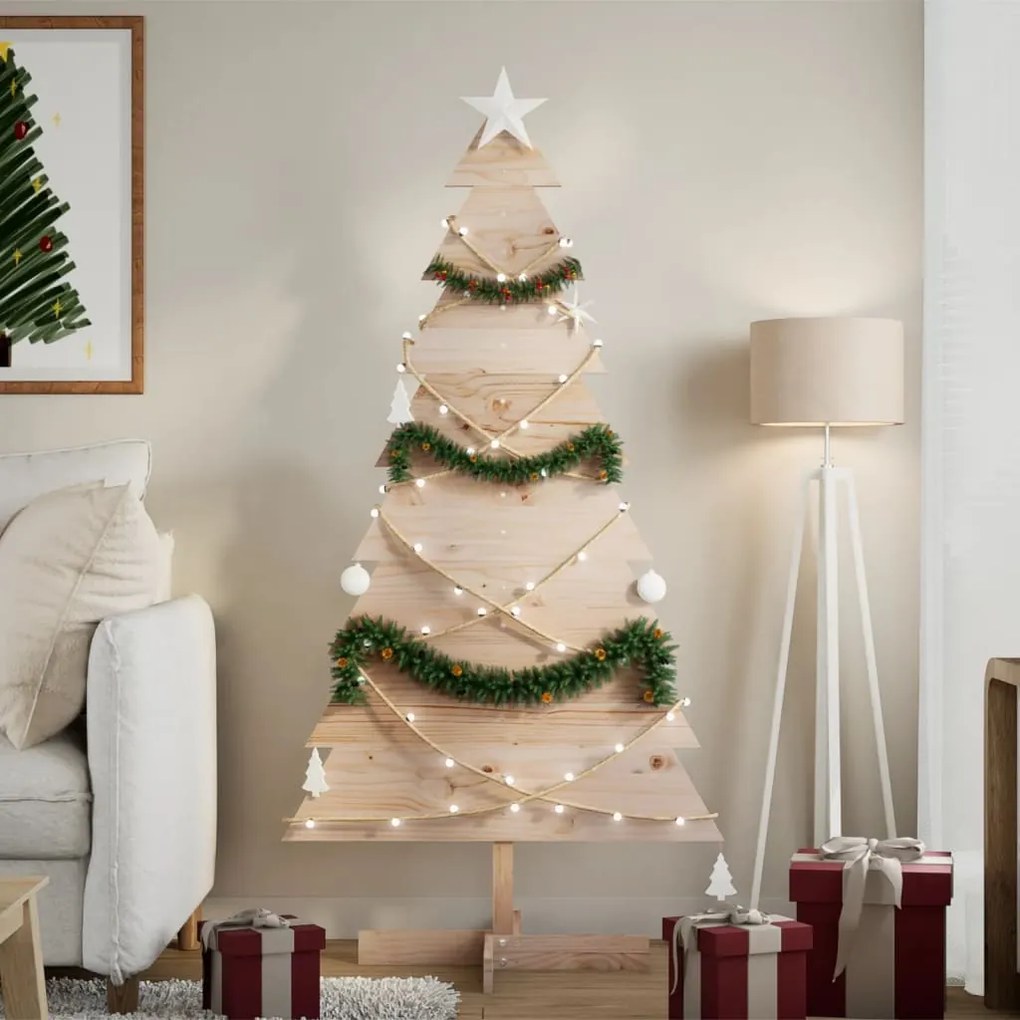 vidaXL Brad de Crăciun din lemn decorativ, 150 cm, lemn de pin masiv