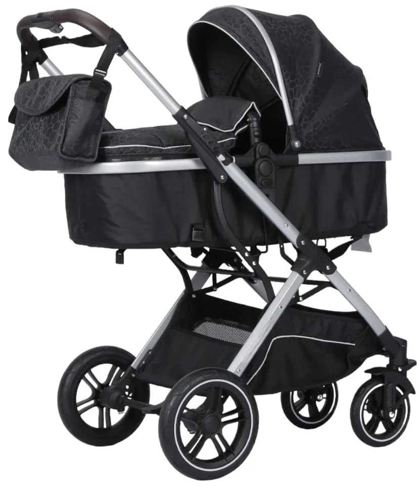 Carucior nou nascuti 2 in 1 NOVOKIDS™ H3100 series, Cu geanta bebe, Cadru Aluminiu, Amortizoare, Roti din cauciuc plin AVE, Landou, Spatar reglabil 3