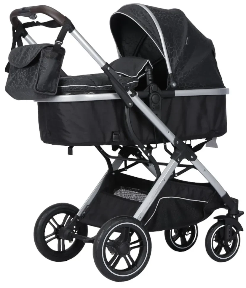 Carucior nou nascuti 2 in 1 NOVOKIDS™ H3100 series, Cu geanta bebe, Cadru Aluminiu, Amortizoare, Roti din cauciuc plin AVE, Landou, Spatar reglabil 3