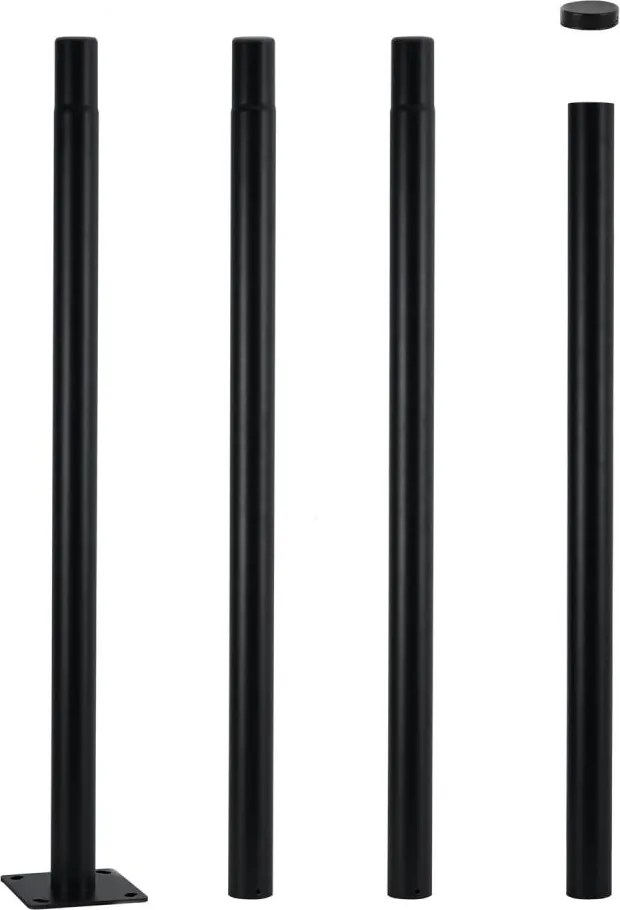 Brilagi - Bară metalică pentru stâlp de iluminat exterior, 4 m, diam. 58 mm, neagră