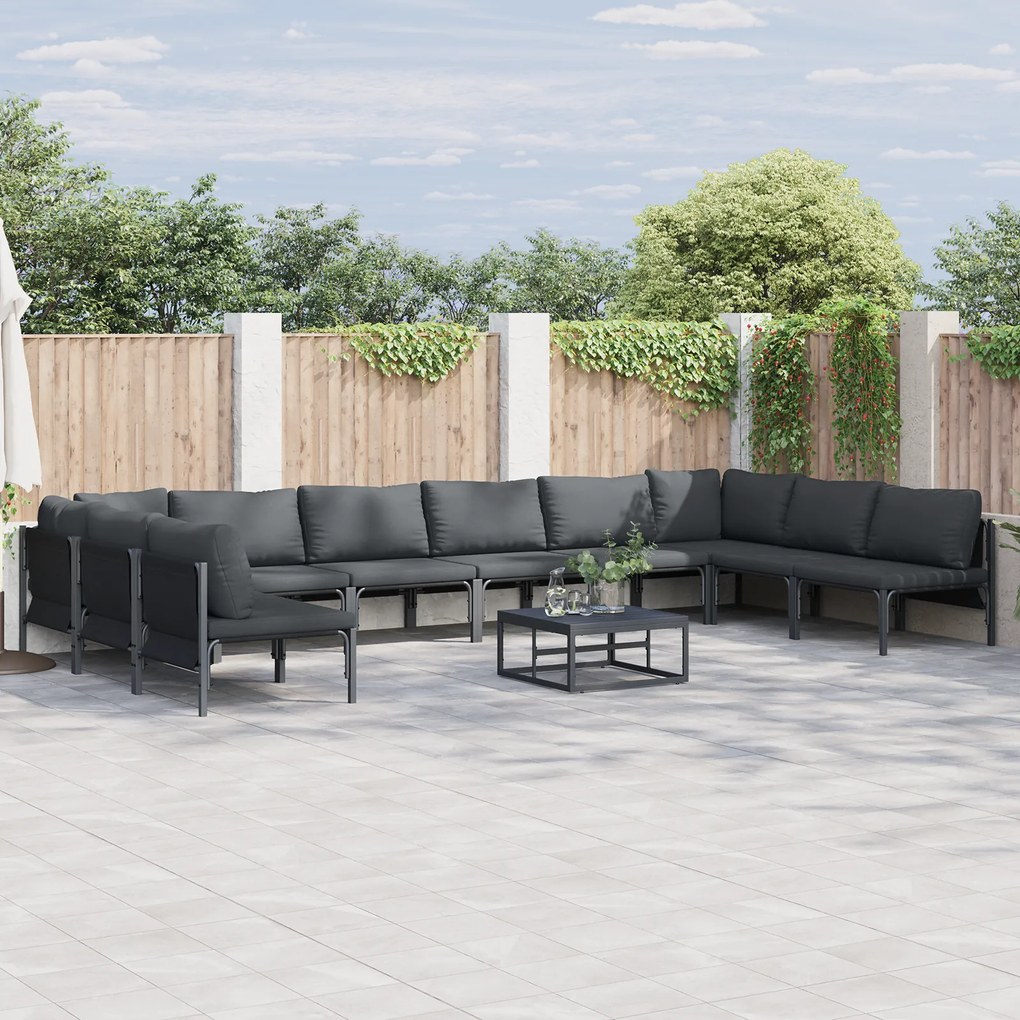vidaXL Set de canapele pentru grădină 10 pcs Antracit Oțel