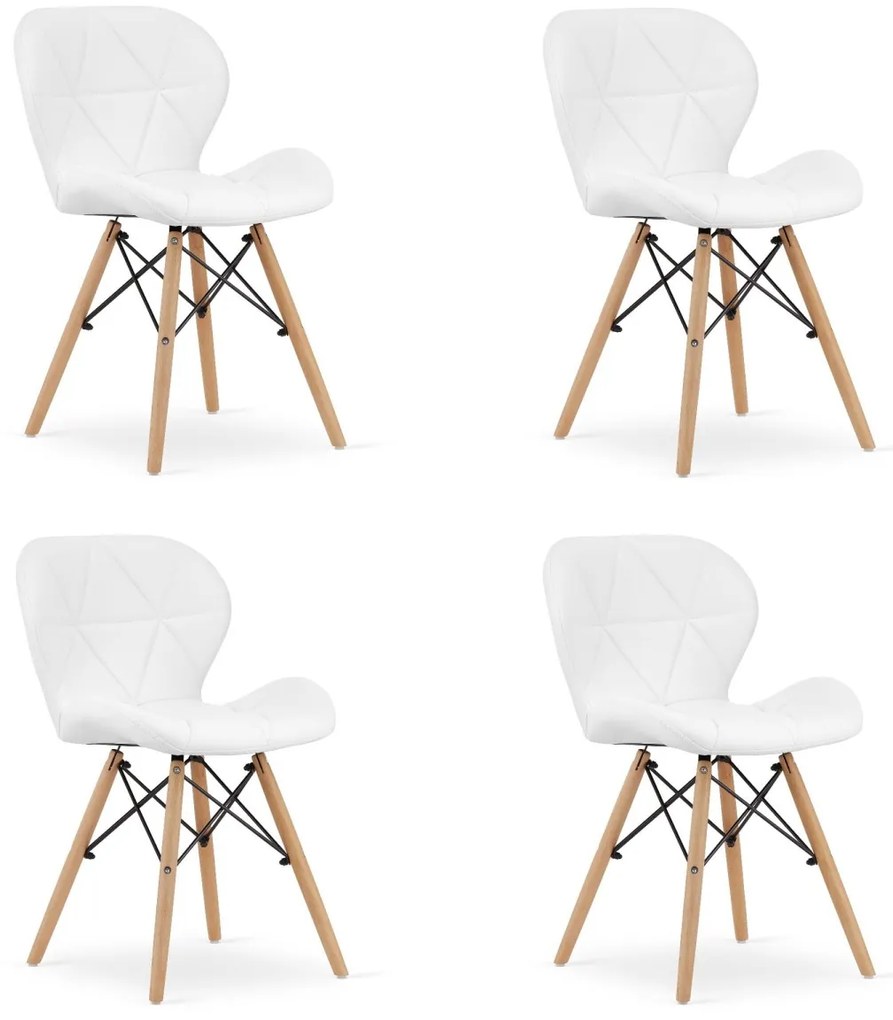 Set 4 Scaune Bucatarie/Dining Kross Alb Piele Ecologica