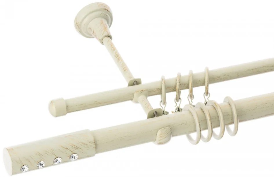 Galerie dubla Allure alb antichizat 25mm/16mm (Alege marime: 360 cm)