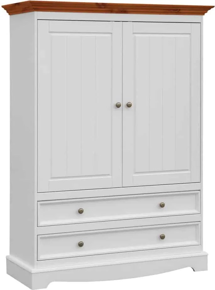 Dulăpior lemn masiv alb-natur Linea, 108 × 45 × 147 cm