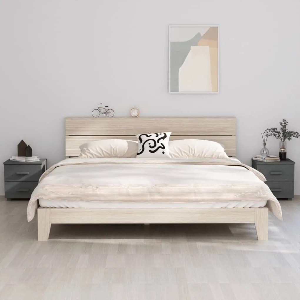 vidaXL Noptiere HAMAR, 2 buc, gri închis, 40x35x44,5 cm, lemn masiv