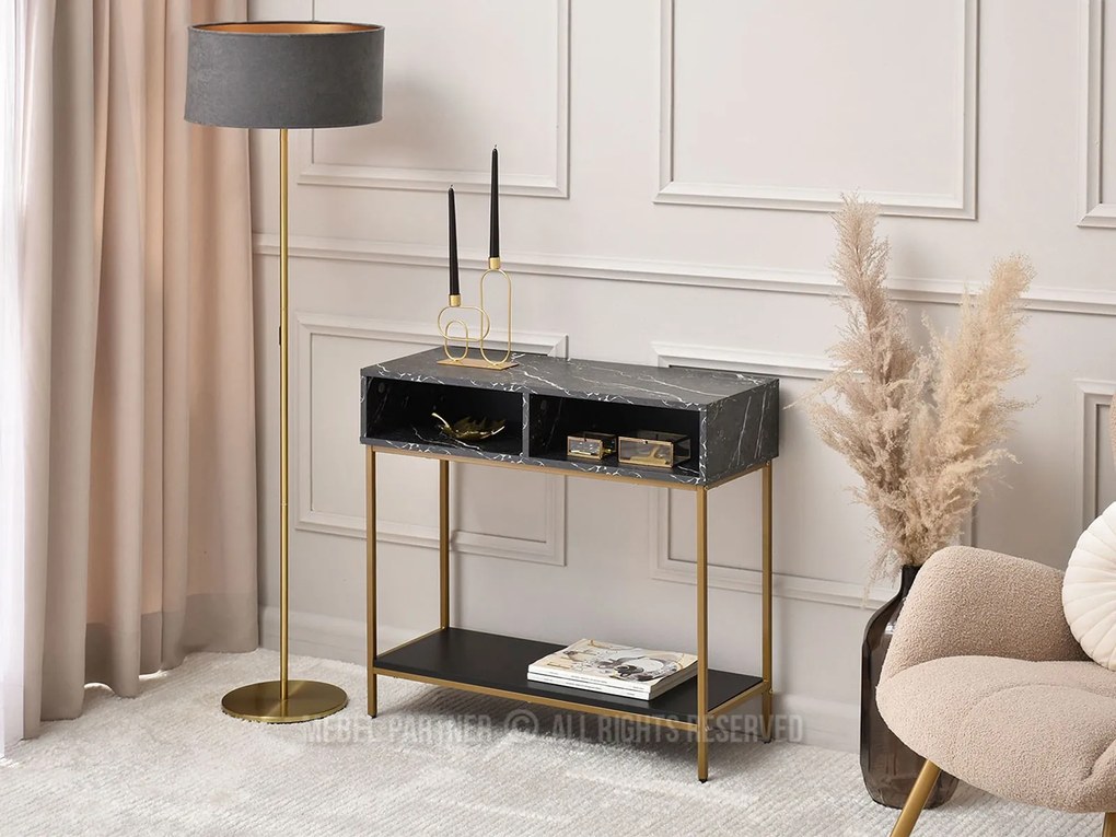 Măsuță consolă Frey (negru + auriu). Promo -20%. 1110804