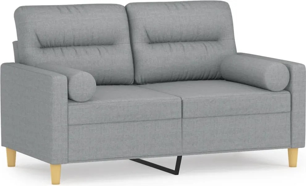 vidaXL Canapea cu 2 locuri cu pernuțe, gri deschis, 120 cm, textil