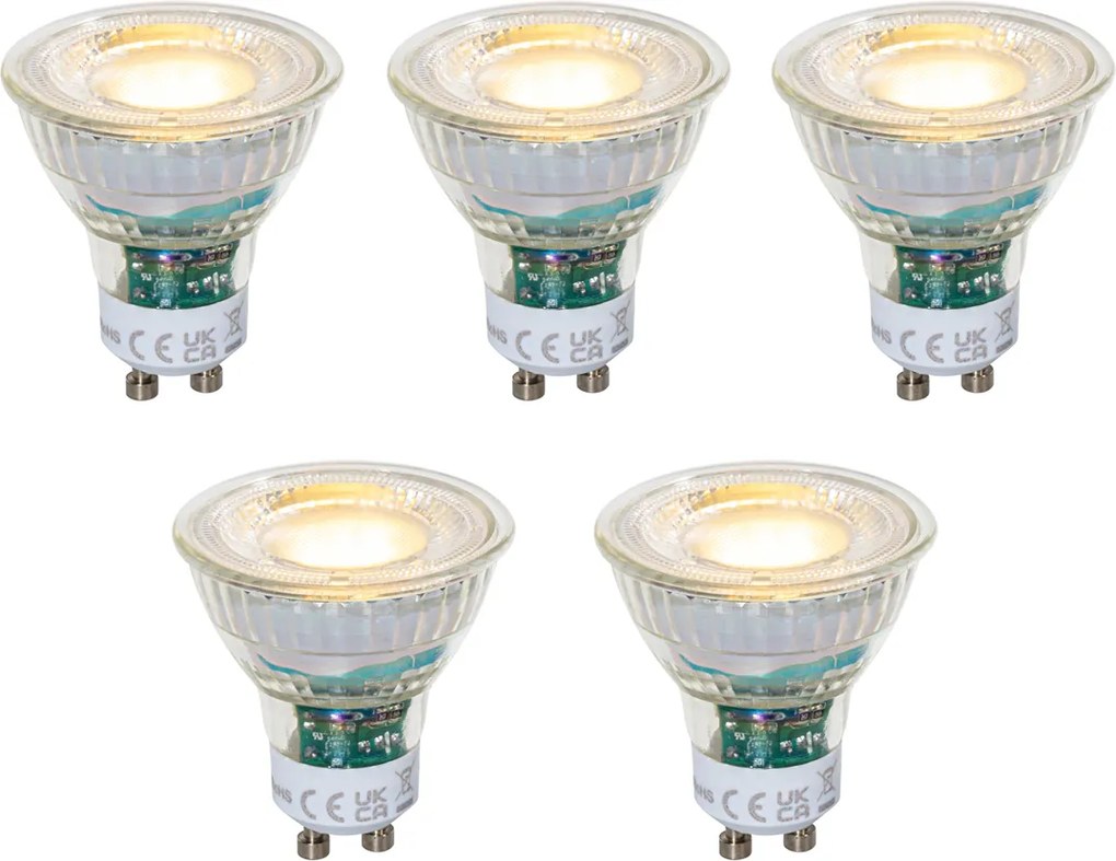 Set de 5 becuri LED clare, reglabile GU10 50mm 2.5W 450 lm 2700K
